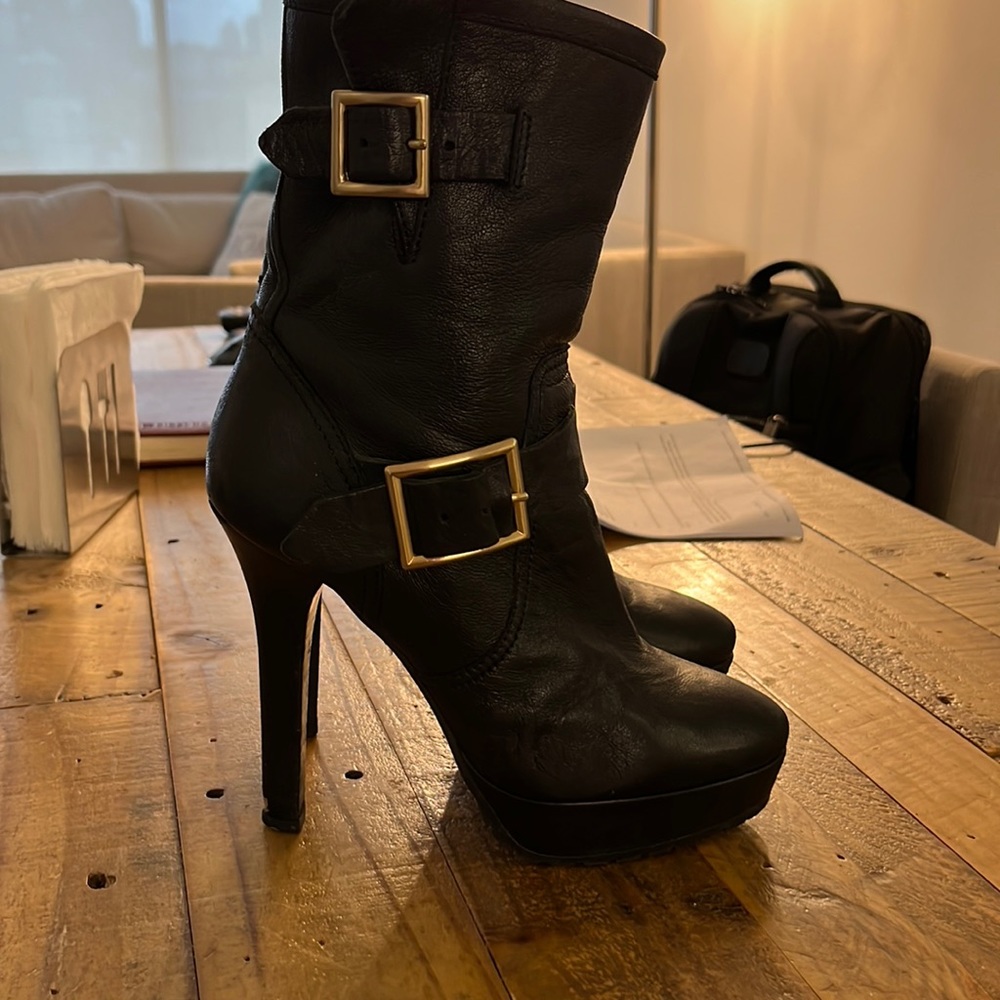 Jimmy chop boots 5 inch heel with buckles